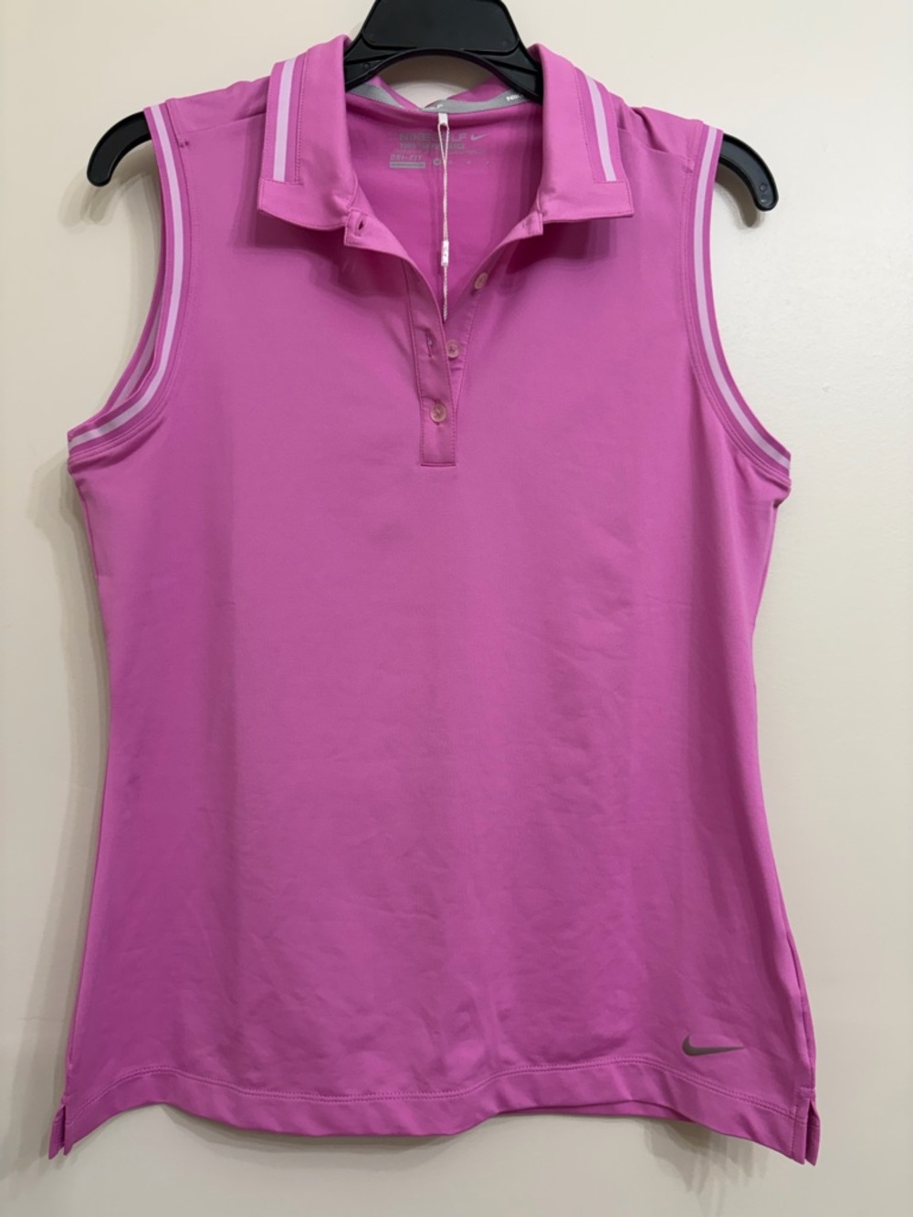 Nike Women's Sleeveless Polo Tank - Bright Pink with White Trim